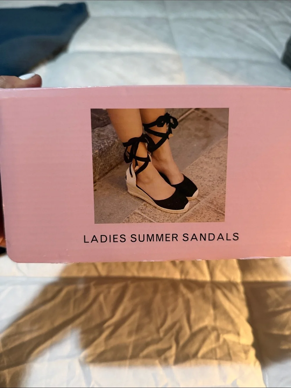 Serra Black Espadrille Wedge Sandals with Ankle Tie
